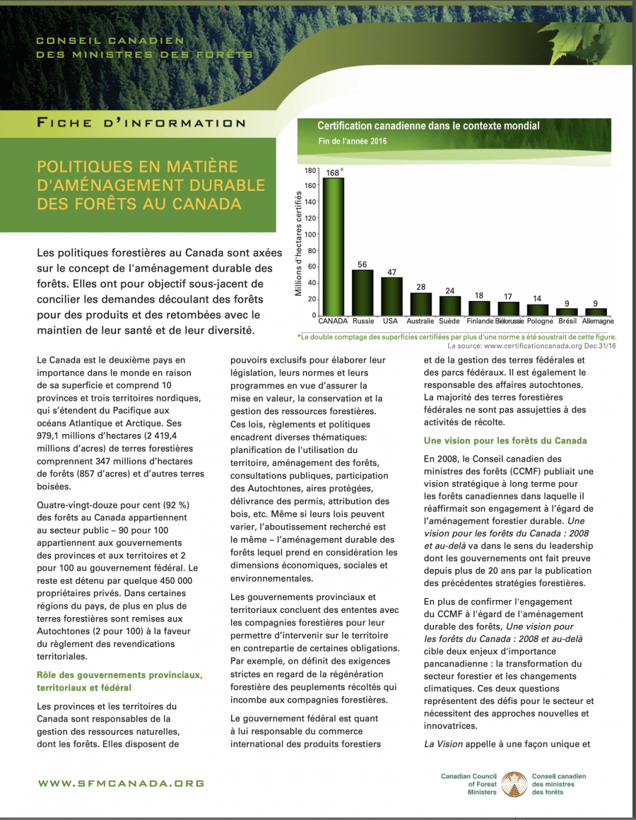 Politiques en matière d’aménagement forestier au Canada 