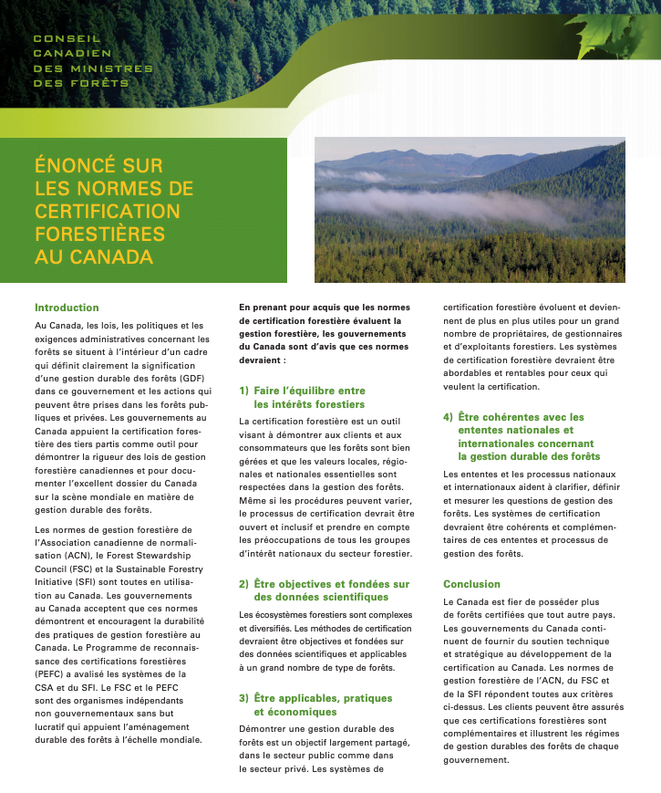 Normes de certification forestière au Canada